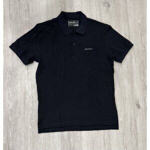Eddie Bauer Men's Size M Polo Golf Shirt Short Sleeve Black 100% Cotton LIKE NEW